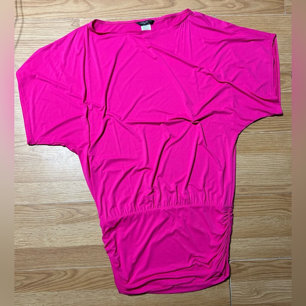 Carmen Marc Valvo Vibrant Pink Short Sleeve swimwear top women’s M/L